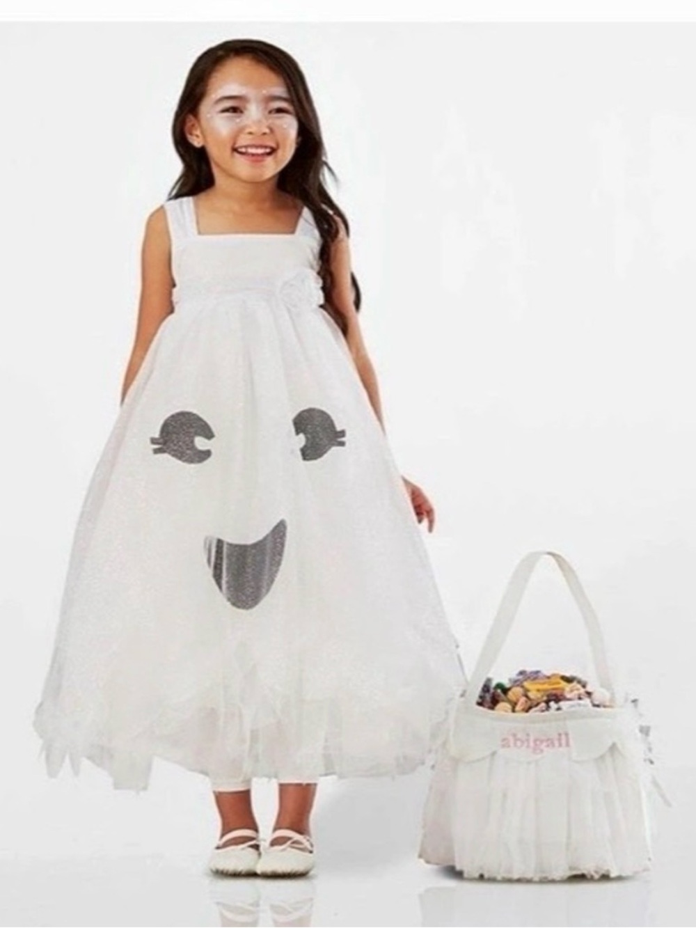 Kids Pottery Barn Ghost Costume Dress - White Sparkle Ghost Outfit